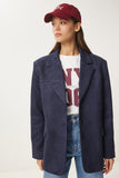 Koyu Lacivert Premium Süet Blazer Ceket FN03443