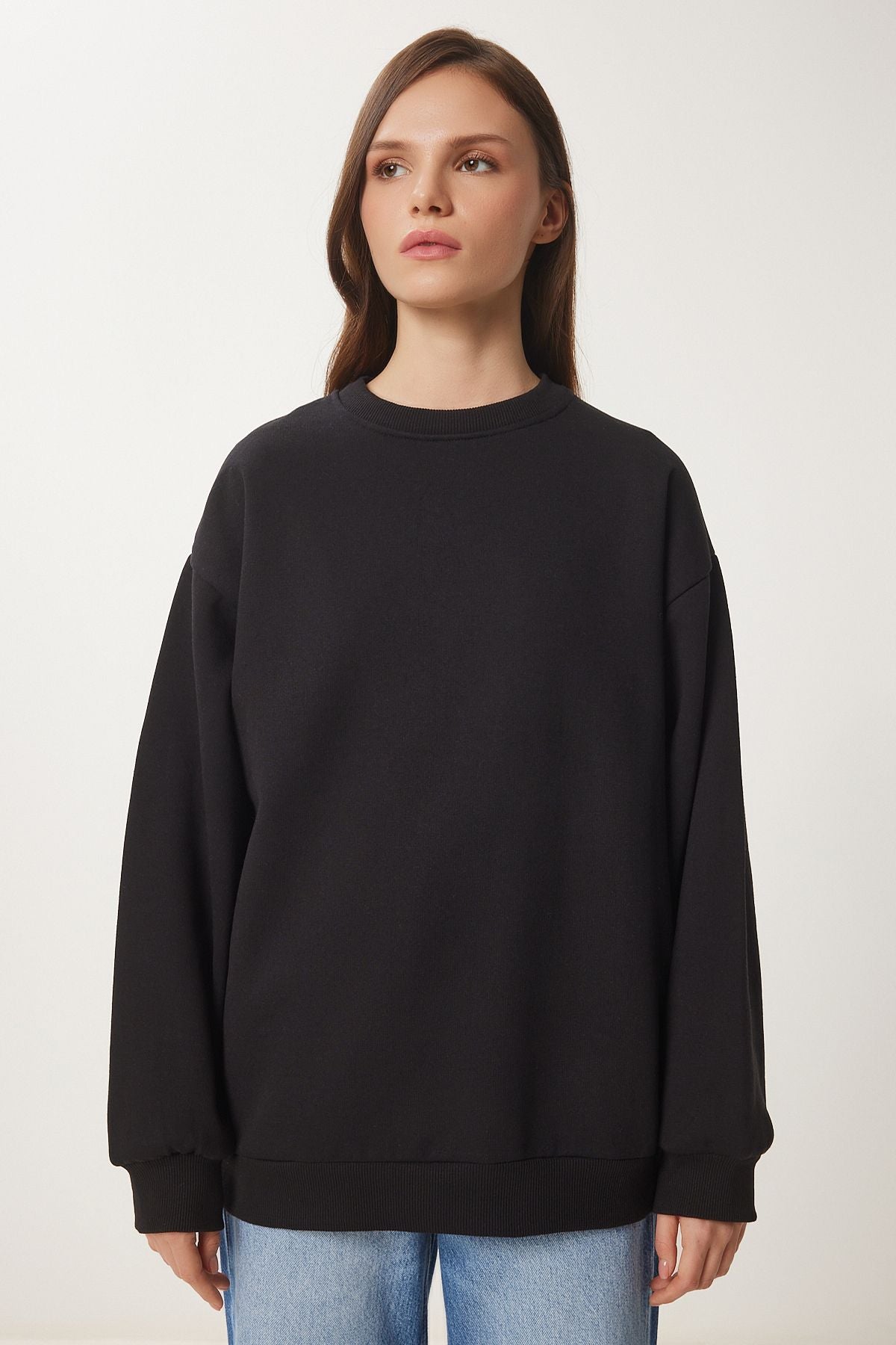 Siyah Şardonlu Basic Sweatshirt OW00001