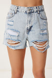 Açık Mavi Yırtık Detaylı Mini Denim Şort RC00161