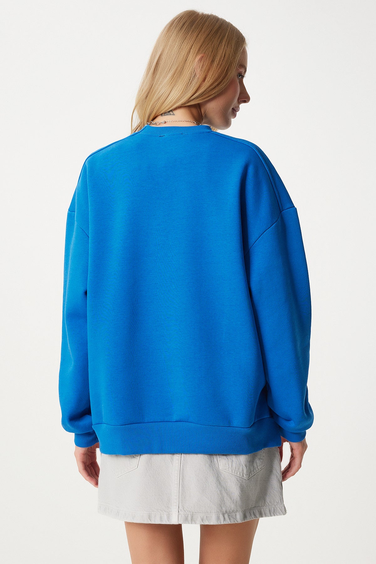 Mavi Fermuar Detaylı Şardonlu Örme Sweatshirt UB00148