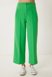 Yeşil Orta Bel Culotte Dokuma Pantolon NS00435