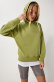 Yeşil Kapüşonlu Şardonlu Sweatshirt OW00050