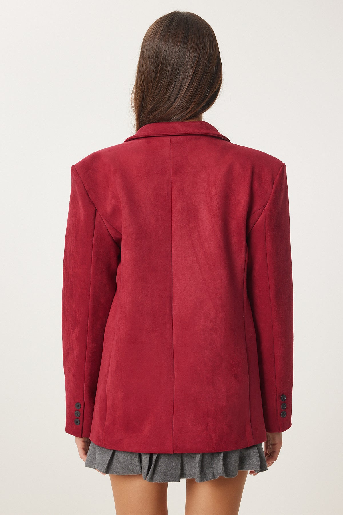 Bordo Premium Süet Blazer Ceket FN03443