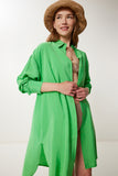 Yeşil Oversize Midi Ayrobin Gömlek Elbise WF00106