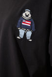 Siyah Bisiklet Yaka Nakışlı Oversize Örme T-Shirt NJ00142
