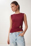 Bordo Gold Tokalı Sandy Örme Bluz KH00098