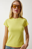 Sarı Bisiklet Yaka Basic Sandy T-Shirt EN00611