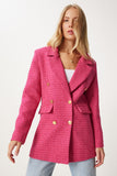 Koyu Pembe Düğmeli Blazer Tüvit Ceket  WF00004