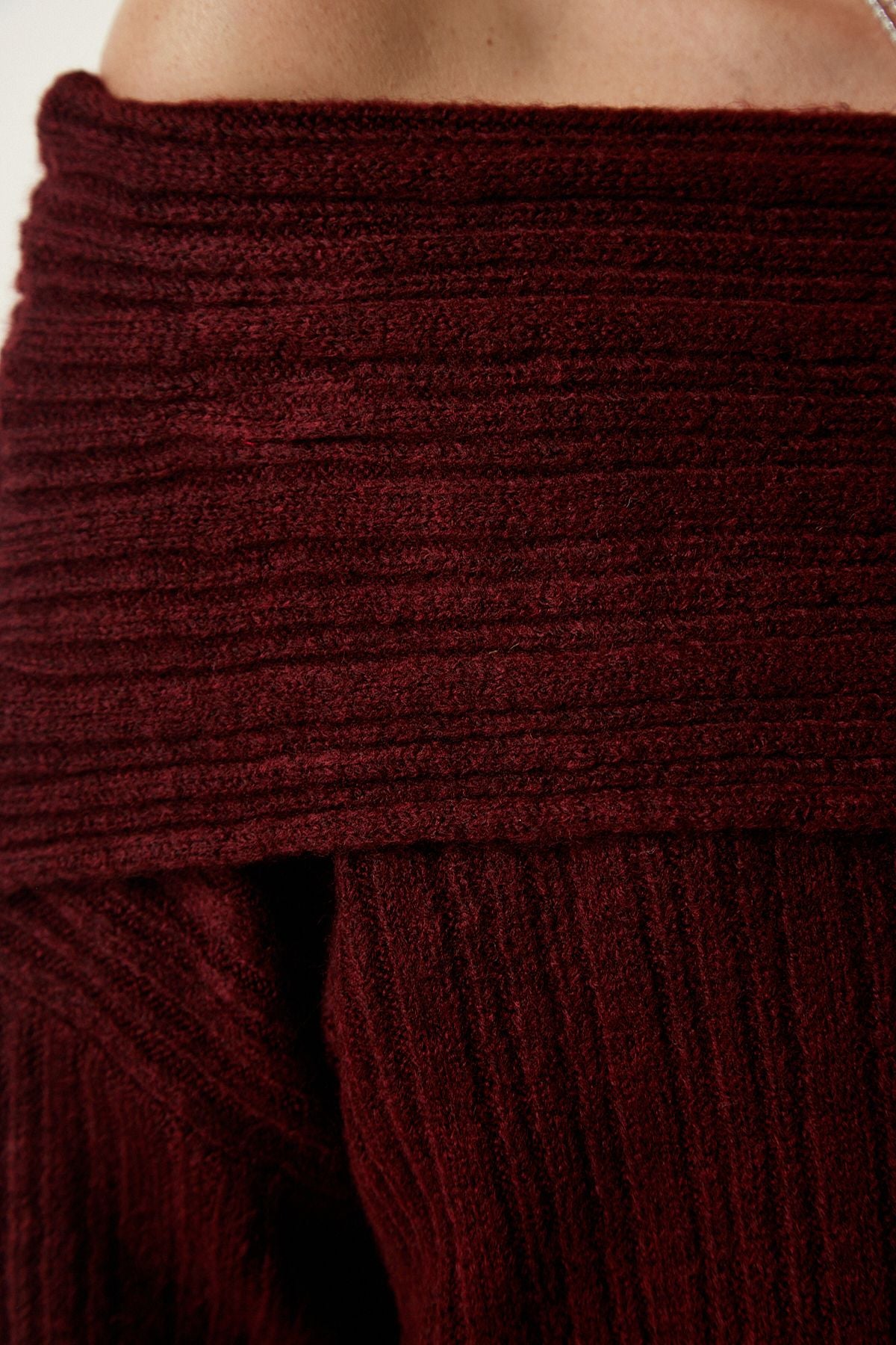 Bordo Madonna Yaka Triko Kazak PF00049