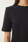 Siyah Vatkalı Pamuklu Örme T-Shirt DZ00121