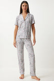 Gri Desenli Gömlek Pantolon Pijama Takımı EC00043