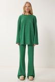 Yeşil Rahat Fitilli Örme Bluz Pantolon Takım RG00047