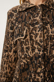 Bej Kahverengi Leopar Desenli Cepli Triko Ceket DP00221