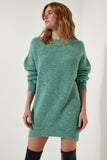 Su Yeşili Oversize Uzun Basic Triko Kazak  BV00099