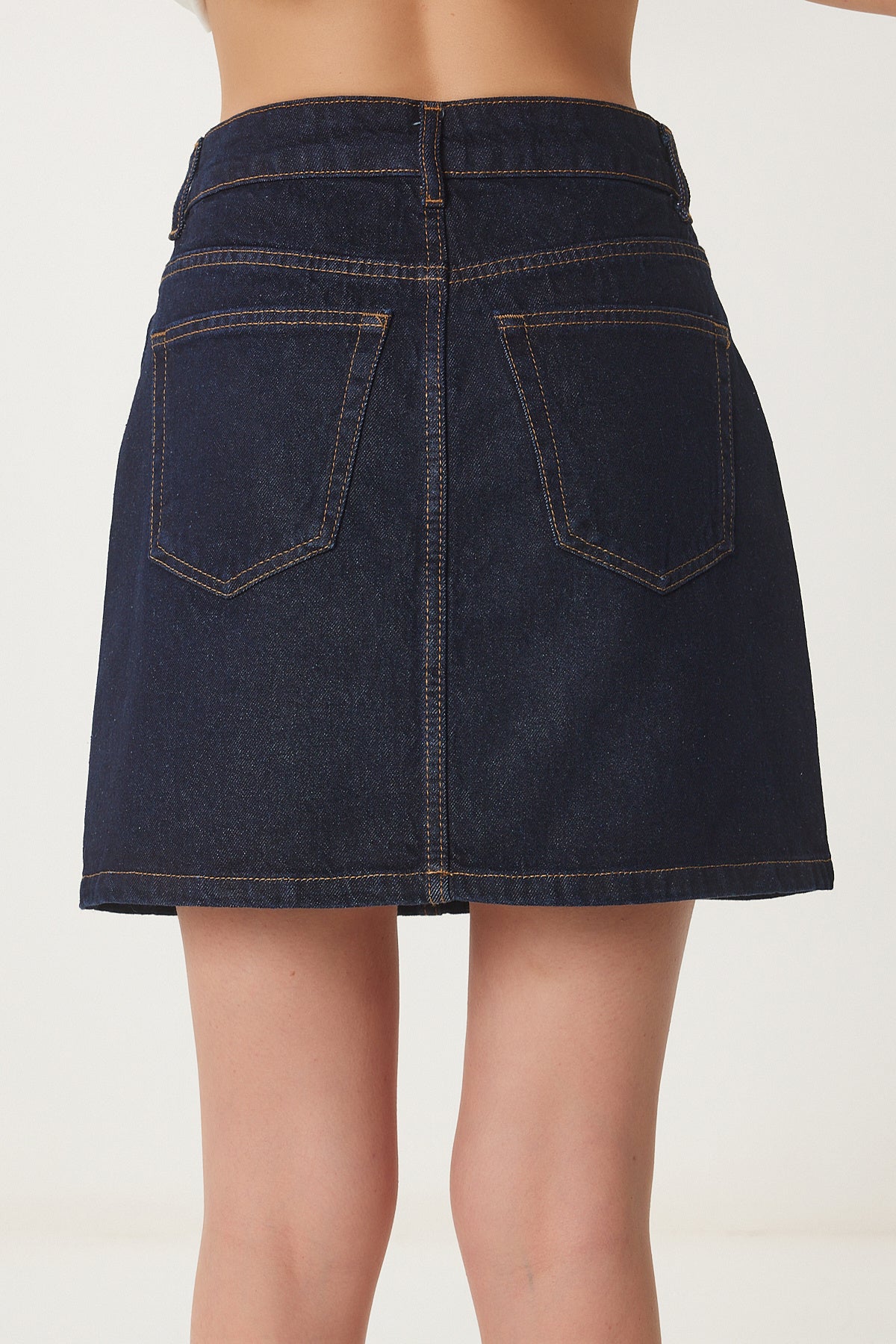 Koyu Mavi Mini Denim Etek OK00065