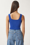 Kırmızı Gri Melanj Koyu Mavi 3'lü Paket Askılı Crop Örme Bluz GT00200
