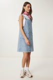 Mavi Cepli Mini Denim Salopet Elbise OK00068