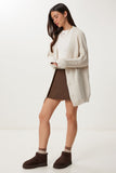 Krem Balon Kollu Oversize Triko Hırka DD01033