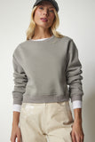 Füme Şardonlu Crop Sweatshirt UB00178