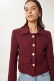 Bordo Tüvit Crop Ceket TO00039