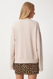 Krem Basic Mevsimlik Modal Örme Sweatshirt AN00212