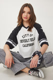 Siyah Beyaz Sloganlı Pamuklu Örme T-Shirt CR00462