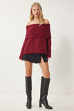 Bordo Madonna Yaka Triko Kazak MT00156