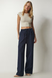 Lacivert Pilili Eşofman Pantolon DW00003