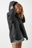 Siyah Kapüşonlu Kapitone Oversize Mont  FN02905