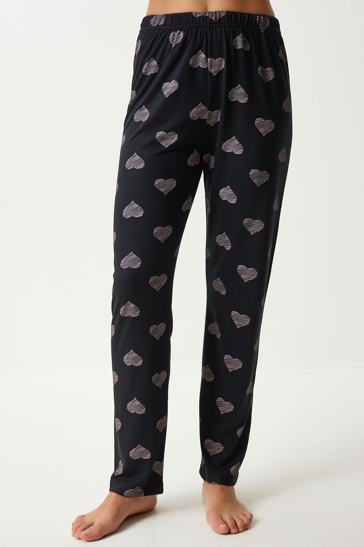 Siyah Kalpli Gömlek Pantolon Pijama Takımı EC00042