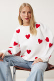 Ekru Kalpli Dokulu Şardonlu Örme Sweatshirt MP00030