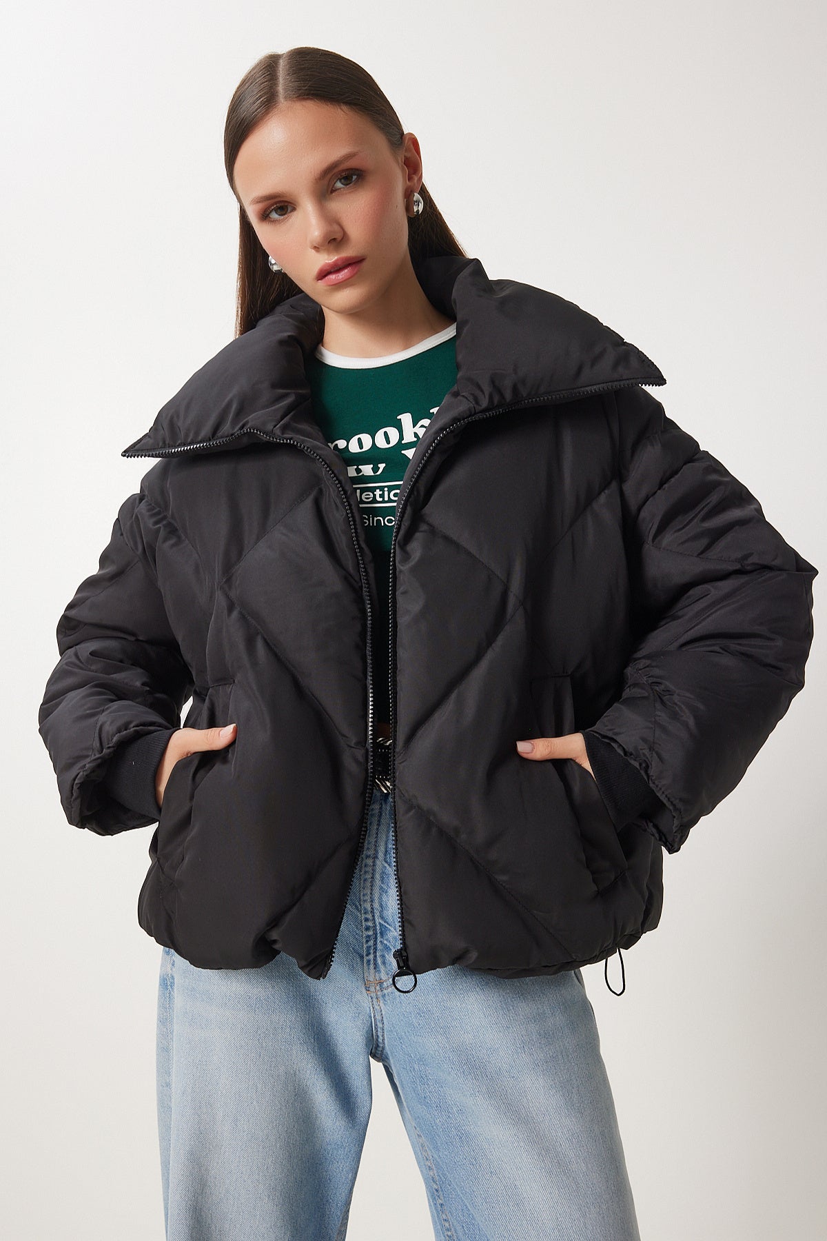 Siyah Oversize Şişme Mont RV00006
