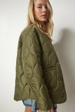Haki Cepli Oversize Kapitone Mont DZ00098