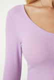 Haki Lila V Yaka 2'Li Paket Crop Bluz ub00177