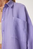 Lila Oversize Basic Müslin Gömlek MX00150