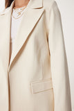 Krem Vatkalı Keten Blazer Ceket XL00004