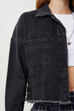 Siyah Yıkamalı Crop Denim Ceket VC00011