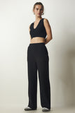 Siyah Fitilli Örme Pantolon EW00005