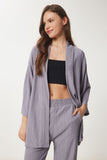 Taş Grisi Kimono Pantolon Örme Takımı BY00050