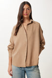 Bej Oversize Keten Gömlek PB00053