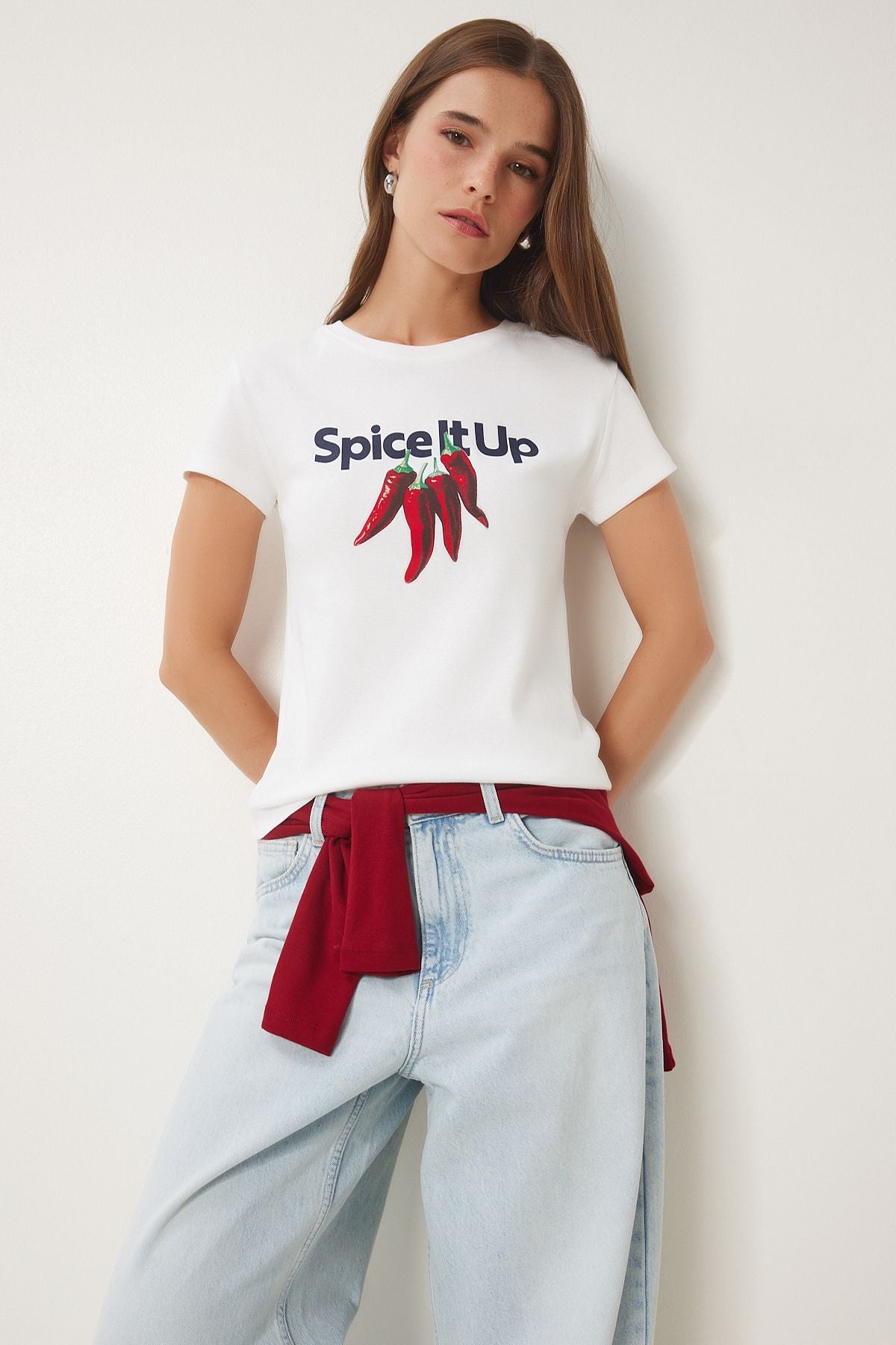 Kemik Baskılı Pamuklu Örme T-Shirt UB00381