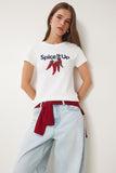 Kemik Baskılı Pamuklu Örme T-Shirt UB00381