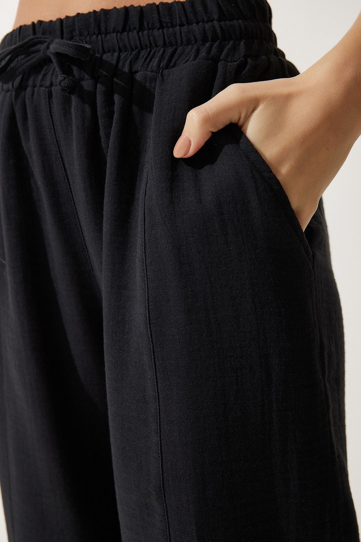 Siyah Oversize Müslin Gömlek Pantolon Takım TO00128