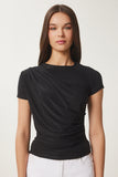 Siyah Drape Detaylı Sandy Örme Bluz Lİ00115