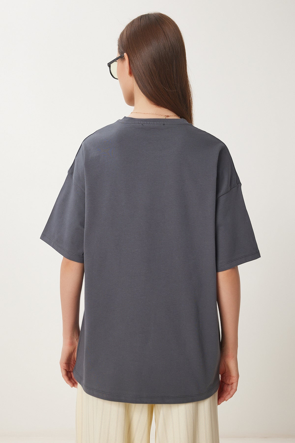 Füme Oversize Basic Örme T-shirt FW00003