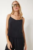 Siyah Askılı Dokuma Bluz Pantolon Takım MC00293