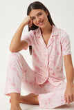 Açık Pembe Desenli Gömlek Pantolon Pijama Takımı EC00043