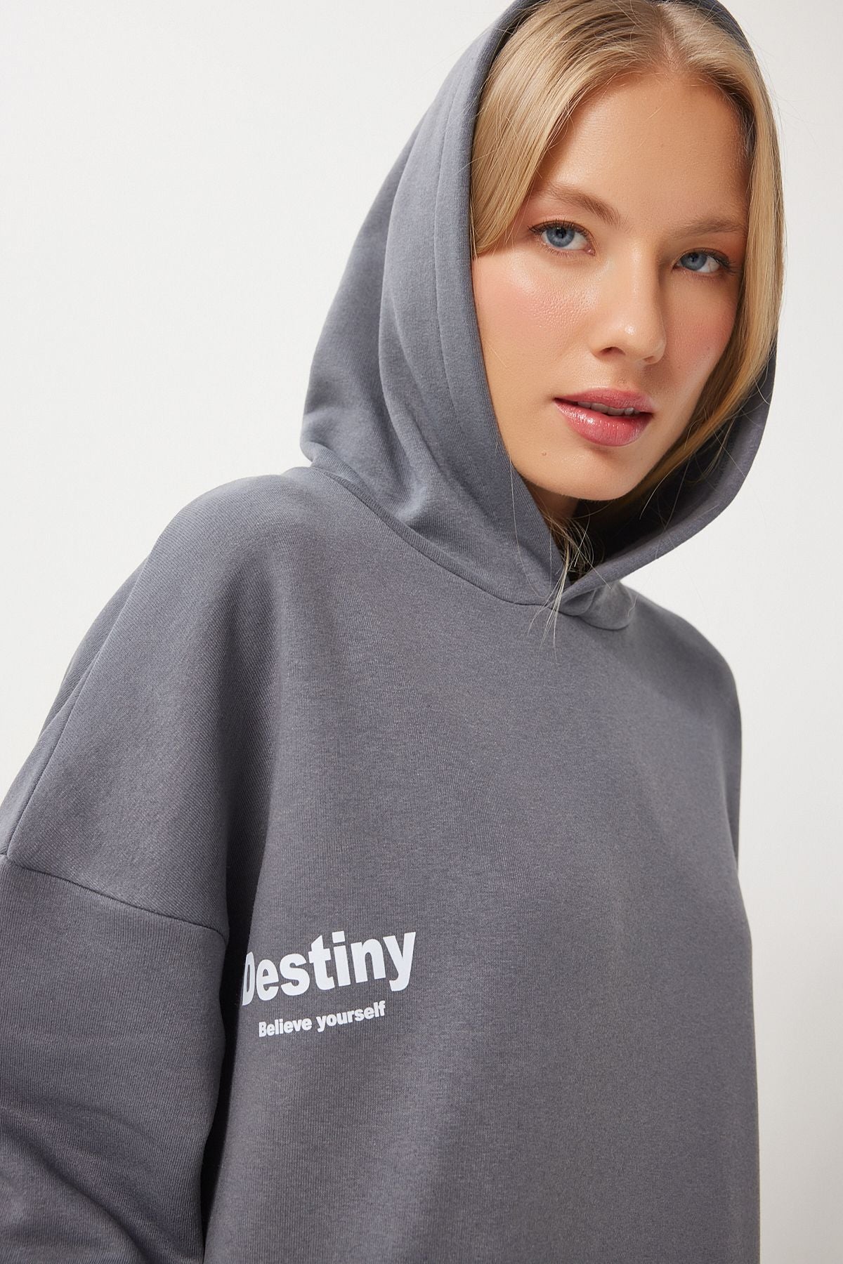 Füme Kapüşonlu Şardonlu Oversize Sweatshirt OW00049