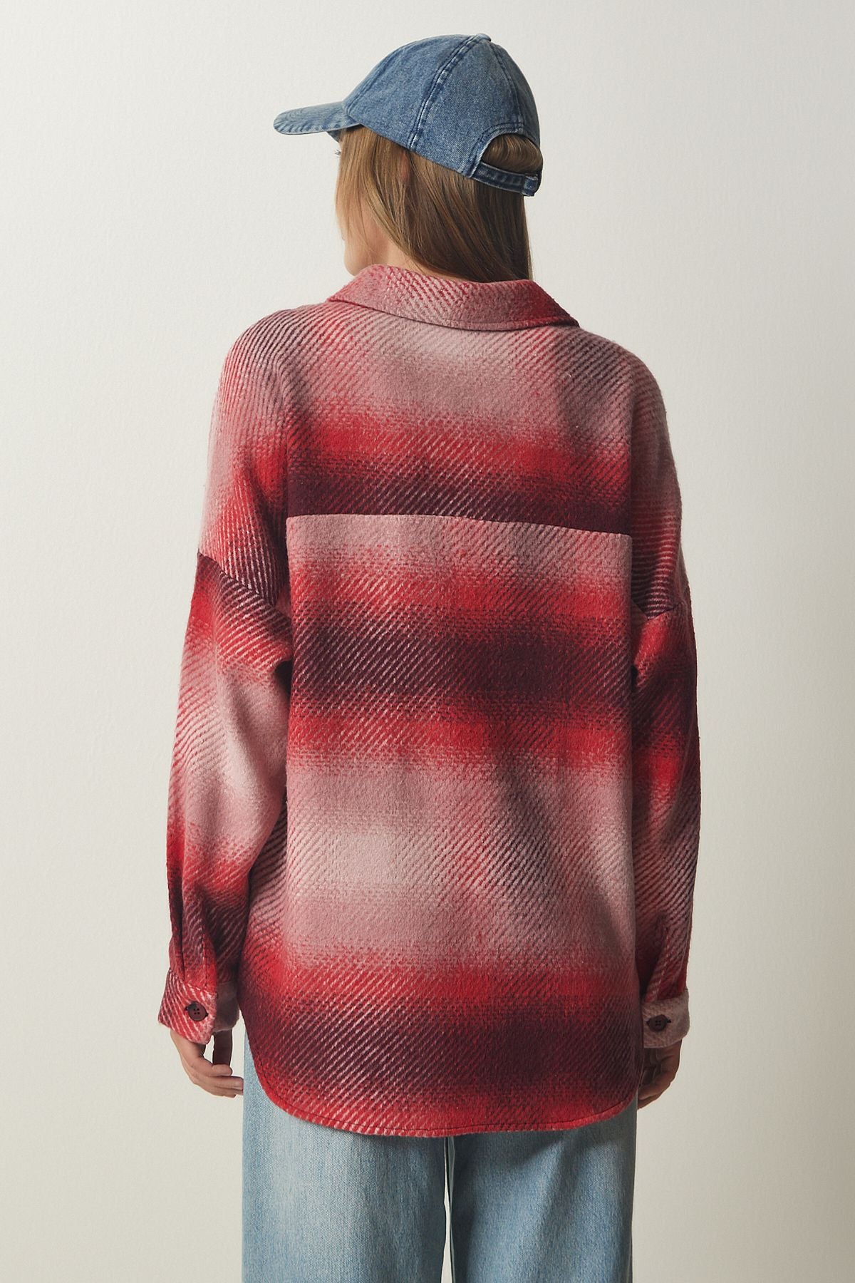 Kırmızı Oduncu Oversize Kaşe Gömlek Ceket TU00035
