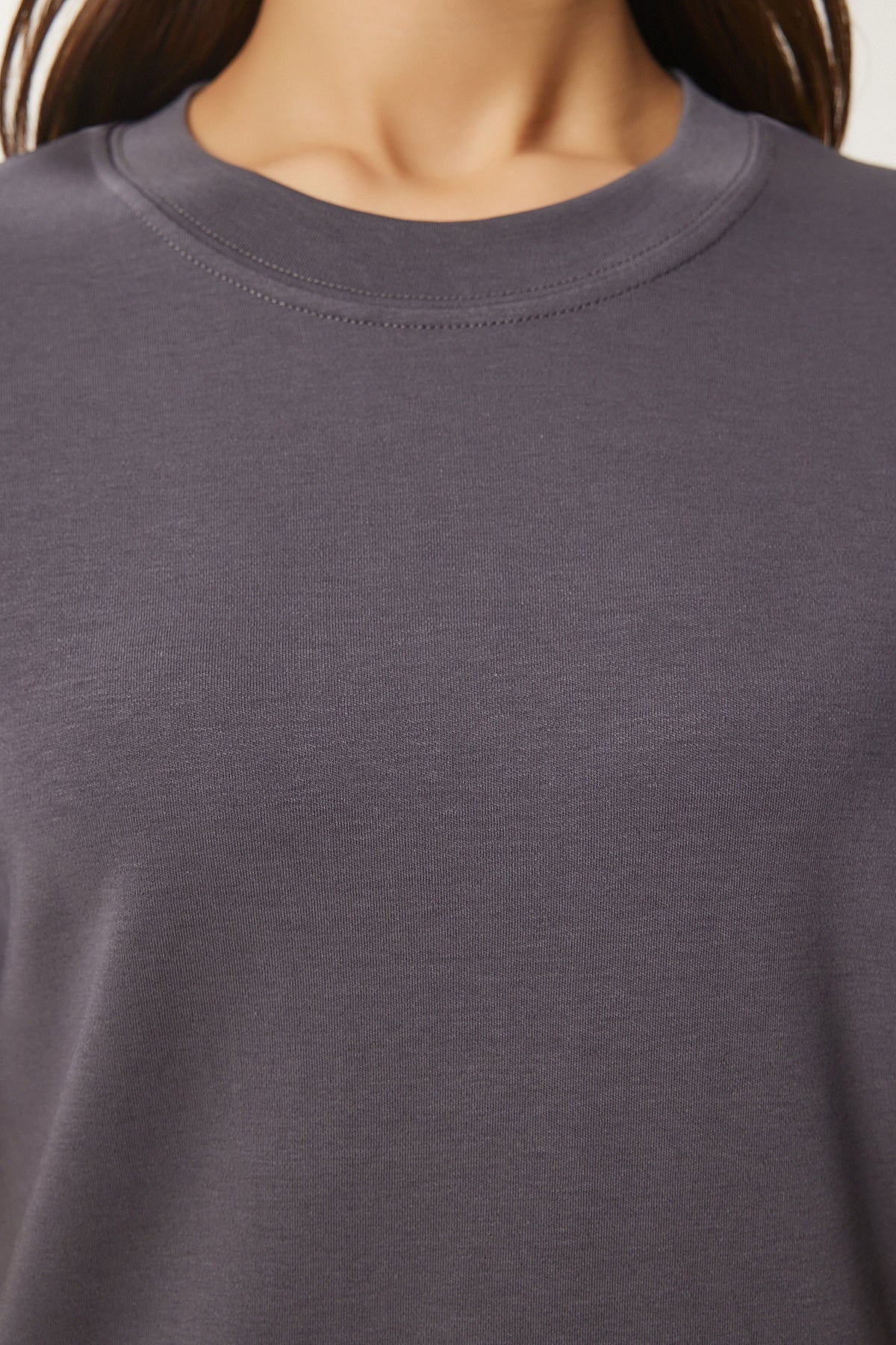 Siyah Füme 2'Li Paket Pamuklu Basic Örme T-Shirt AG00002